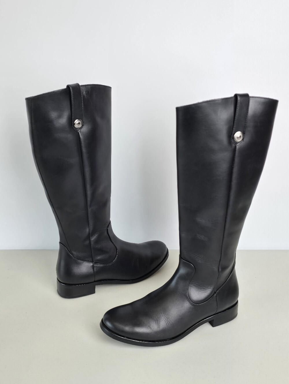Thursday Boot Company Crown Zip-Up Black Leather Knee High Riding Boots Size 9 - Picture 5 of 15